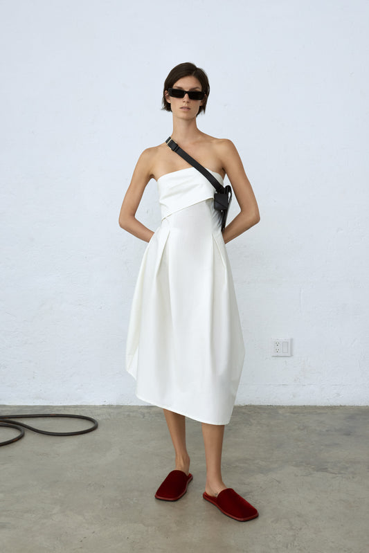 STRAPLESS DRESS WHITE
