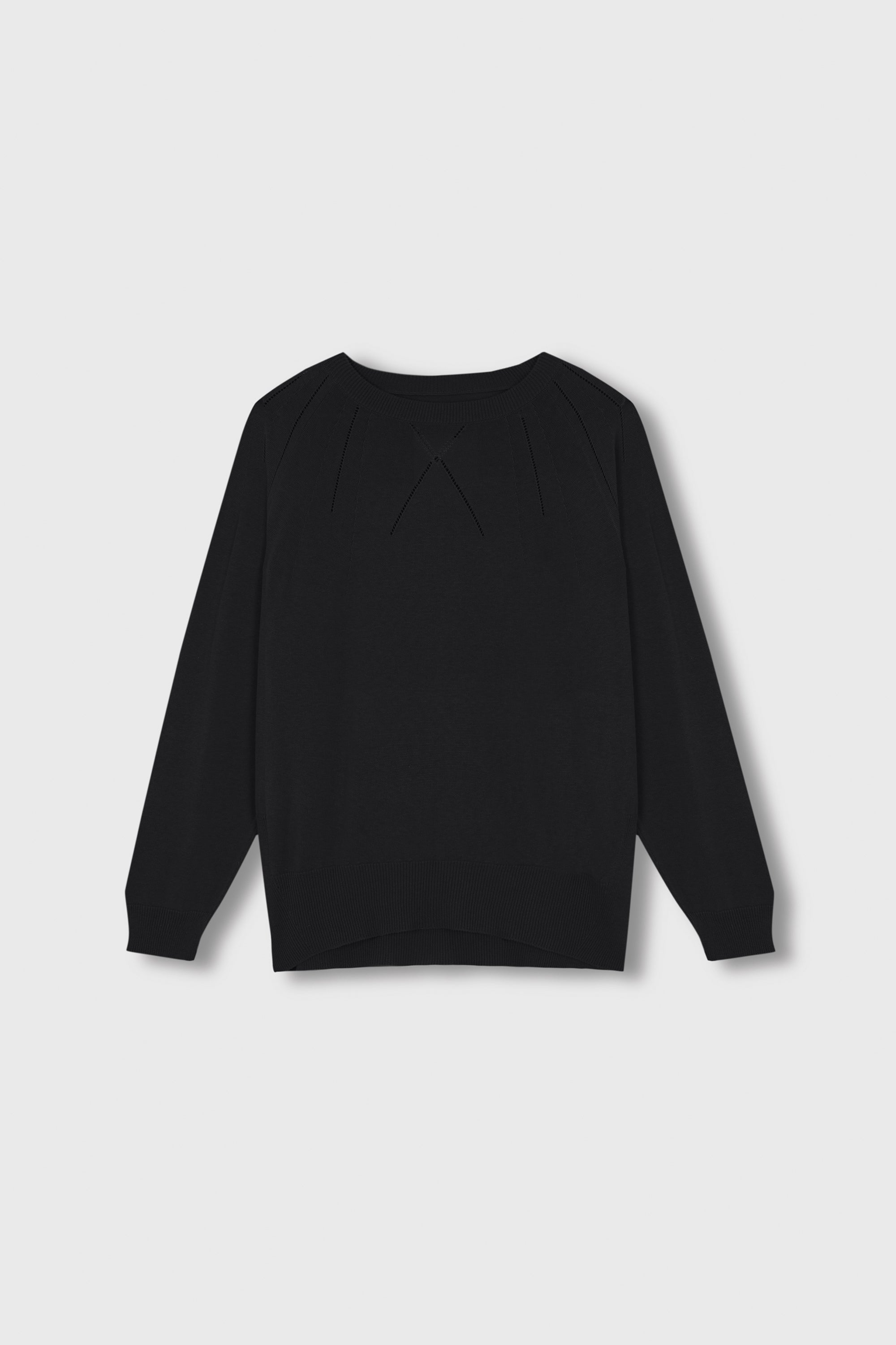 Silk Fretwork Sweater Black Cordera